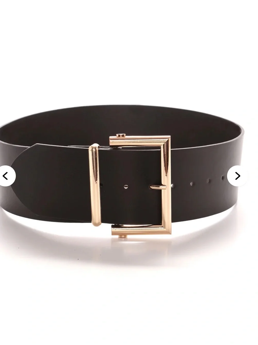 Women’s Black Leather Belt with Gold Buckle